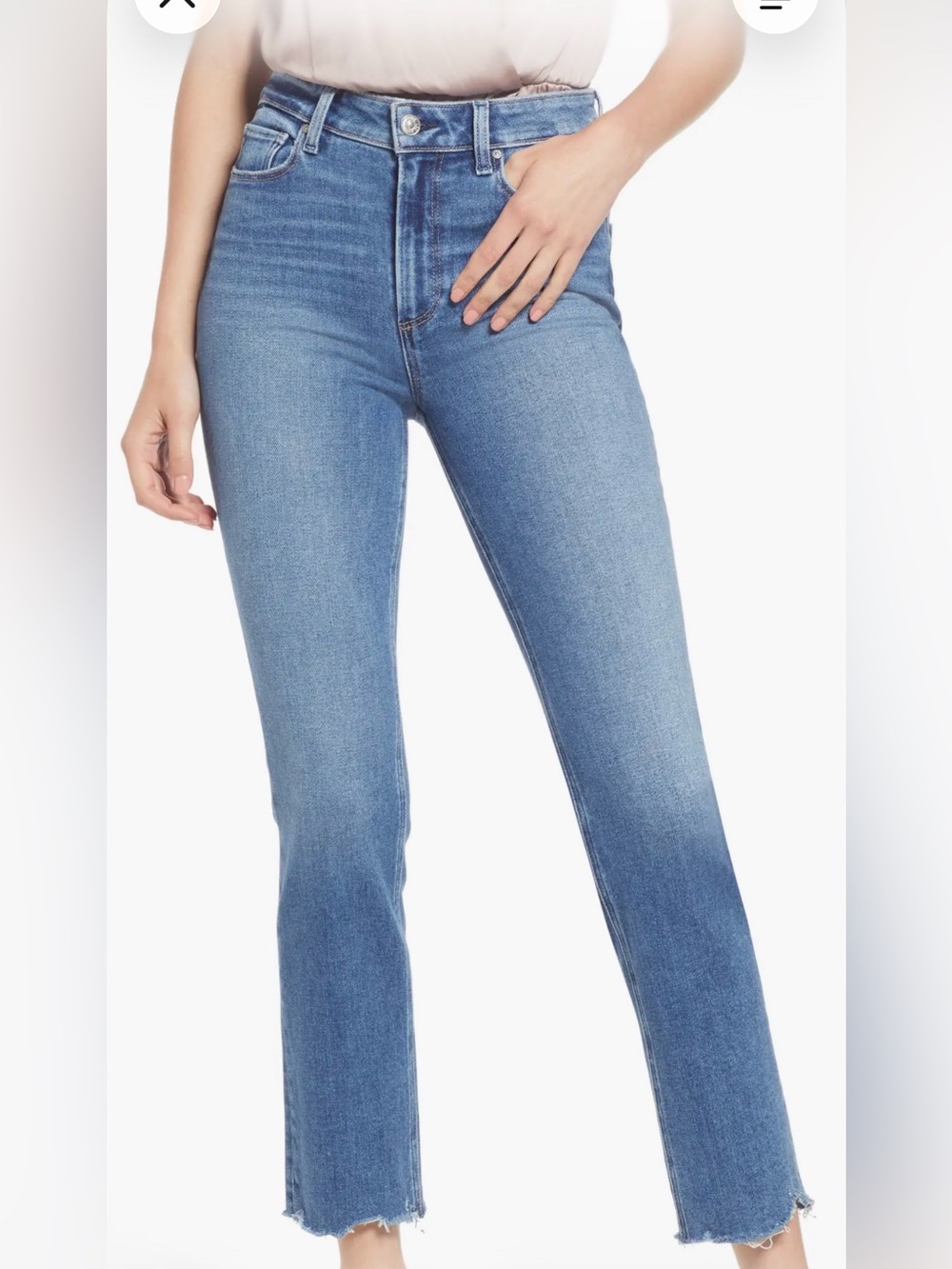 PAIGE Cindy Roxanne Grand Hem High Rise Straight Jeans Size 28
